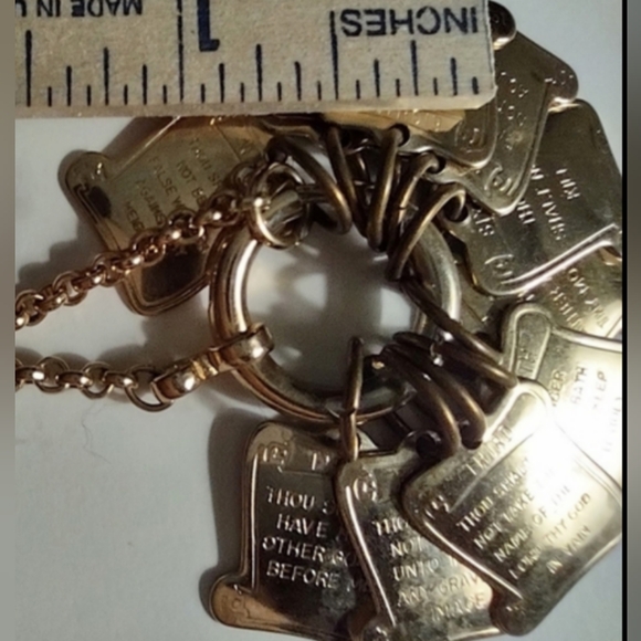 The Ten Commandments Gold Scrolls Charms Necklace - Picture 16 of 16